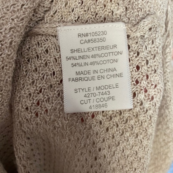 Joie Tan Linen Blend Woven Lightweight Sweater Asymmetrical Hem Small - Picture 8 of 10
